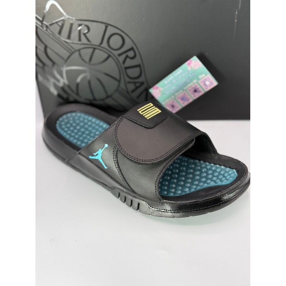 Jordan Hydro 11 Retro Gamma Blue Black Gold Slides FN2452-047 Mens Size 12